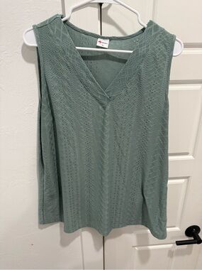Soft V-Neck Knit Tank Top - Sage Green